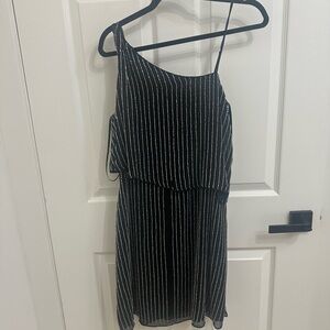 Parker Black beaded One Shoulder Mini Dress